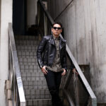 UNFADING (アンフェイディング) FALCON (ファルコン) SEMI DOUBLE RIDERS Cow Leather カウレザー セミダブル ライダース ジャケット BLACK (ブラック) Made in Japan (日本製) 愛知 名古屋 Alto e Diritto altoediritto アルトエデリット 魔裟斗 masato 魔裟斗チャンネル YOUTUBE 革ジャン レザージャケット 　ライダースジャケット