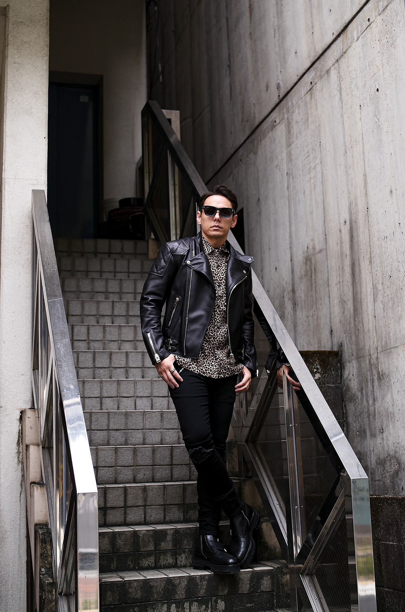 UNFADING (アンフェイディング) FALCON (ファルコン) SEMI DOUBLE RIDERS Cow Leather カウレザー セミダブル ライダース ジャケット BLACK (ブラック) Made in Japan (日本製) 愛知 名古屋 Alto e Diritto altoediritto アルトエデリット 魔裟斗 masato  魔裟斗チャンネル YOUTUBE 革ジャン レザージャケット 　ライダースジャケット