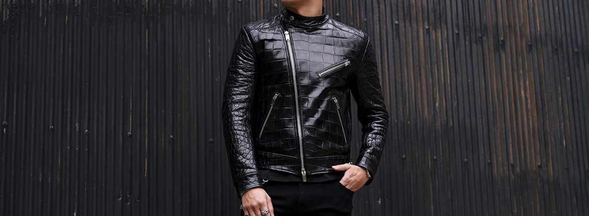 FIXER(フィクサー) F1 CROCODILE(エフワン クロコダイル) DOUBLE RIDERS Crocodile クロコダイル エキゾチックレザー ダブルライダース ジャケット BLACK(ブラック)【ご予約受付中】フィクサー ブラックパンサー エフワン ダブルライダース 愛知 名古屋 Alto e Diritto altoediritto アルトエデリット