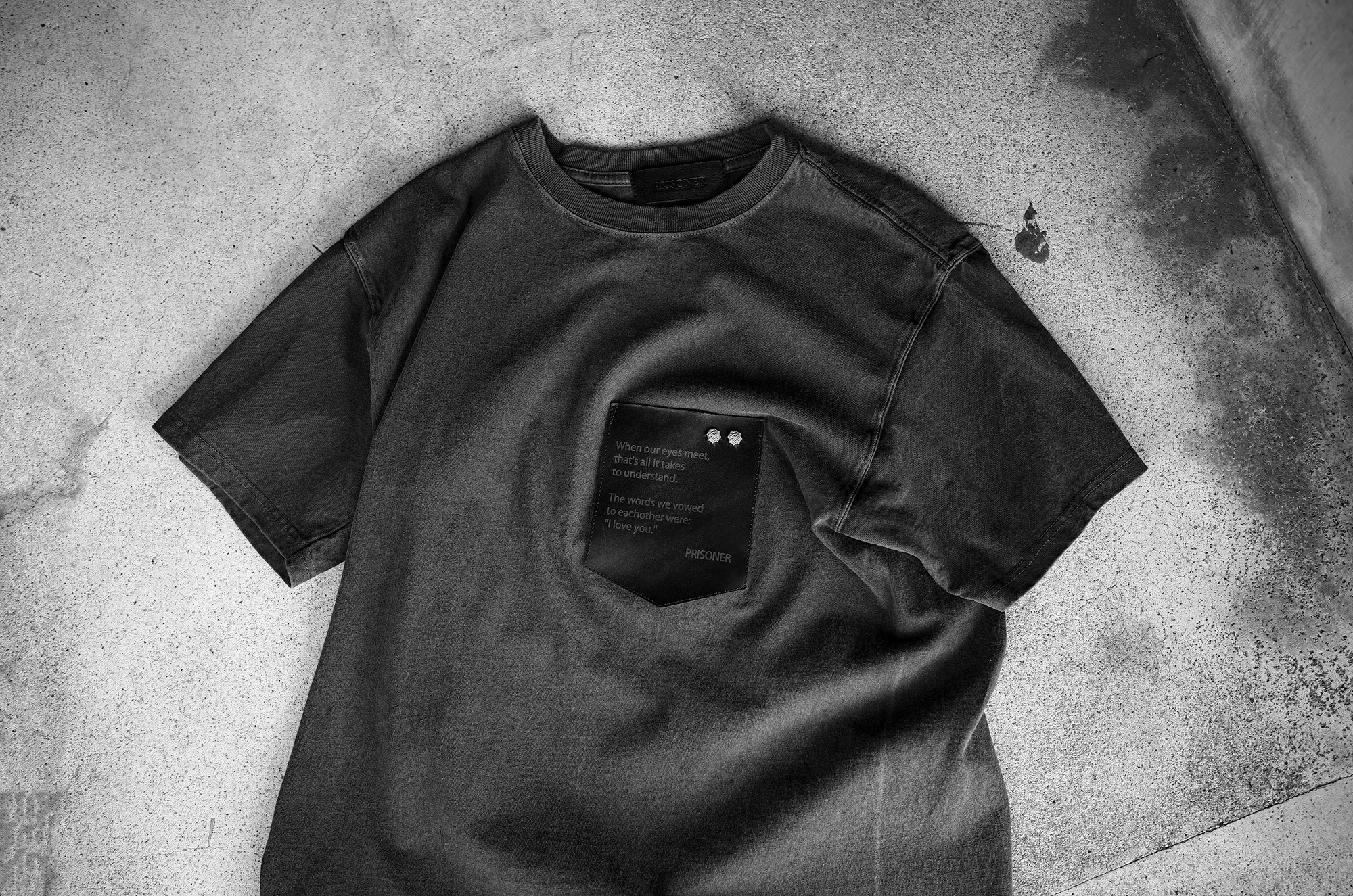 PRISONER "ID1904" US COTTON STUDS T-SHIRT 925 SILVER VINTAGE BLACK プリズナー ID1904 US コットン スタッズ Tシャツ 925シルバー レザーポケット スタッズ Tシャツ 愛知 名古屋 Alto e Diritto altoediritto アルトエデリット ポケTシャツ
