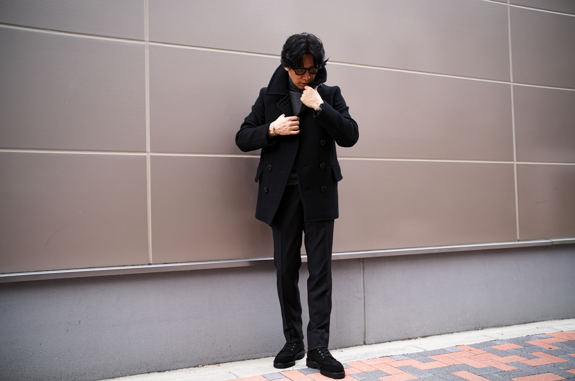 TOM FORD (トムフォード) MELTON PEACOAT (メルトン Pコート) ウール メルトン ピーコート BLACK (ブラック) Made in italy (イタリア製) 愛知　名古屋 Alto e Diritto altoediritto アルトエデリット