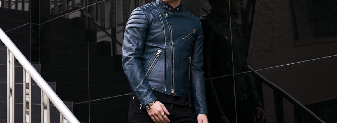 TOM FORD (トムフォード) NAPPA GRAIN LEATHER ZIP BIKER (ナッパ グレイン レザー ジップ バイカー) ラムレザー セミダブル ライダース ジャケット DARK TEAL (ダークティール) Made in italy (イタリア製) トムフォード グレインレザー ジップバイカー ダークティール ダブルライダース　セミダブルライダース　レザージャケット ライダースジャケット 愛知 名古屋 Alto e Diritto altoediritto アルトエデリット 新色