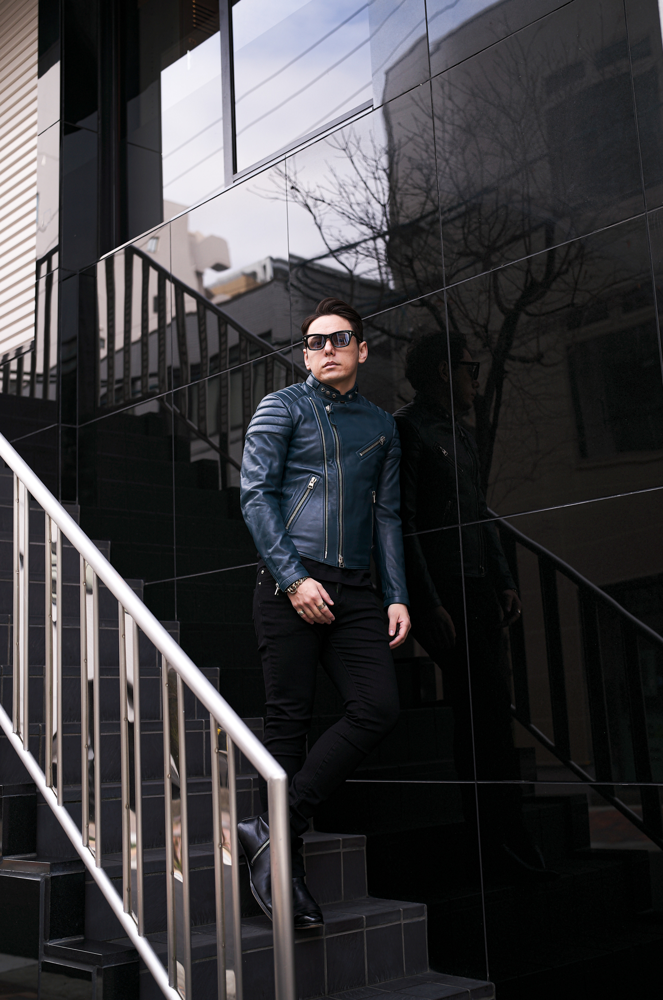 TOM FORD (トムフォード) NAPPA GRAIN LEATHER ZIP BIKER (ナッパ グレイン レザー ジップ バイカー) ラムレザー セミダブル ライダース ジャケット DARK TEAL (ダークティール) Made in italy (イタリア製) トムフォード グレインレザー ジップバイカー ダークティール ダブルライダース　セミダブルライダース　レザージャケット ライダースジャケット 愛知 名古屋 Alto e Diritto altoediritto アルトエデリット 新色