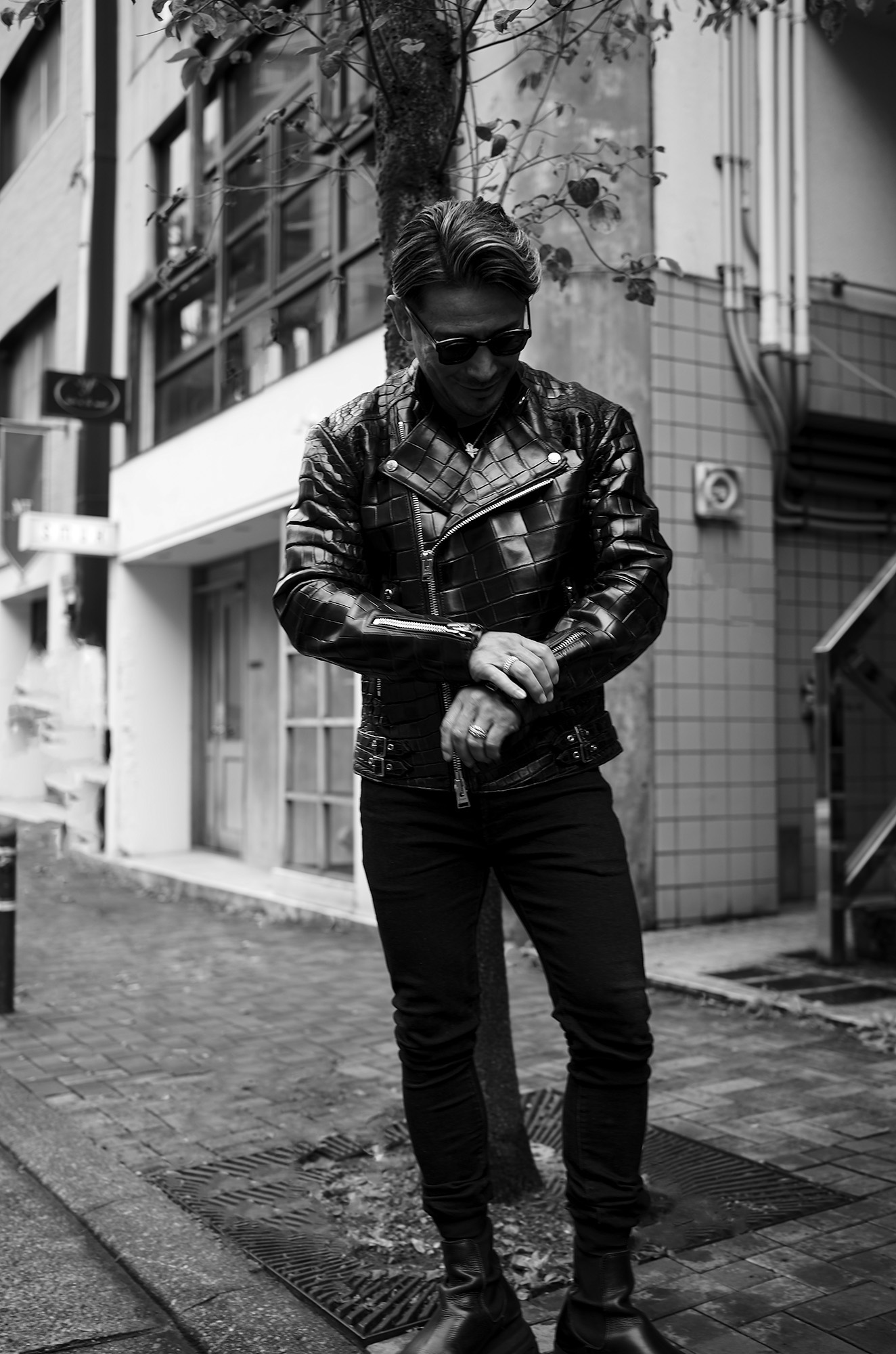 UNFADING (アンフェイディング) HAWK CROCODILE (ホーク クロコダイル) SEMI DOUBLE RIDERS CROCODILE LEATHER クロコダイルレザー セミダブル ライダース ジャケット BLACK (ブラック) Made in Japan (日本製) 【ご予約開始】愛知 名古屋 Alto e Diritto altoediritto アルトエデリット 魔裟斗 魔裟斗チャンネル レザージャケット ライダース 革ジャン クロコレザー