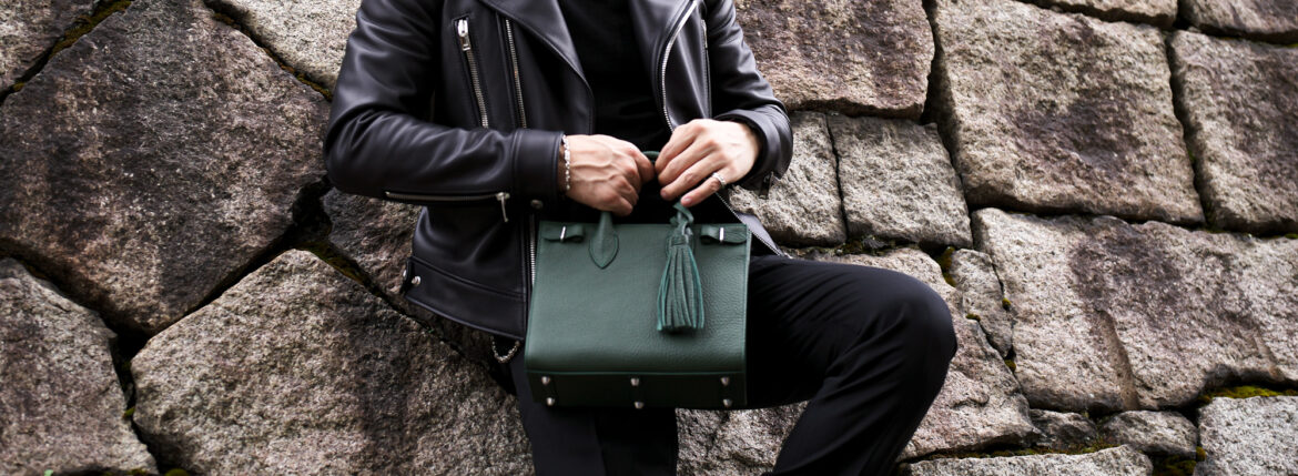 ACATE × cuervo bopoha (アカーテ × クエルボ ヴァローナ) KARIF MINI (カリフミニ) SHRINK LEATHER (シュリンクレザー) トートバッグ レザーバッグ GREEN × SILVER(グリーン×シルバー) 愛知 名古屋 Alto e Diritto altoediritto アルトエデリットBAG LEATHER BAG カバン