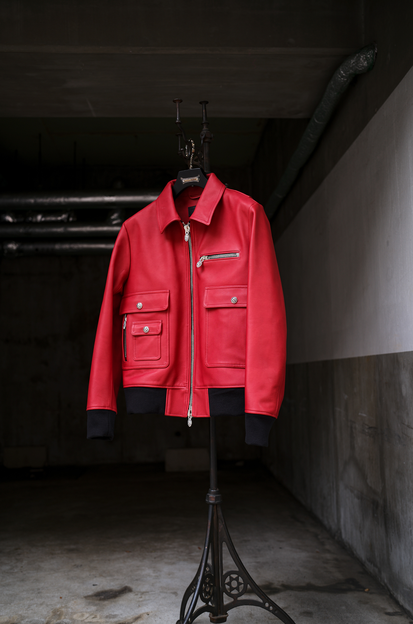 Balvenie Wilhelm No.08 FLIGHT JACKET 925 SILVER COW LEATHER RED バルヴェニー ヴィルヘルム ナンバーゼロエイト フライト ジャケット 925シルバー カウレザー レザー ジャケット レッド Made In England 愛知 名古屋 Alto e Diritto altoediritto アルトエデリット