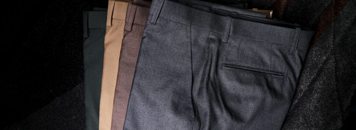 cuervo bopoha "Chris" DRESS WOOL SLACKS /// OLIVE・012 , CAMEL・010 , BROWN・014 , MEDIUM GRAY・007 【ご予約開始】クエルボ ヴァローナ サルトリア コレクション クリス ウール ドレス パンツ オリーブ キャメル ブラウン ミディアムグレー スラックス オーダースラックス 愛知 名古屋 Alto e Diritto altoediritto アルトエデリット