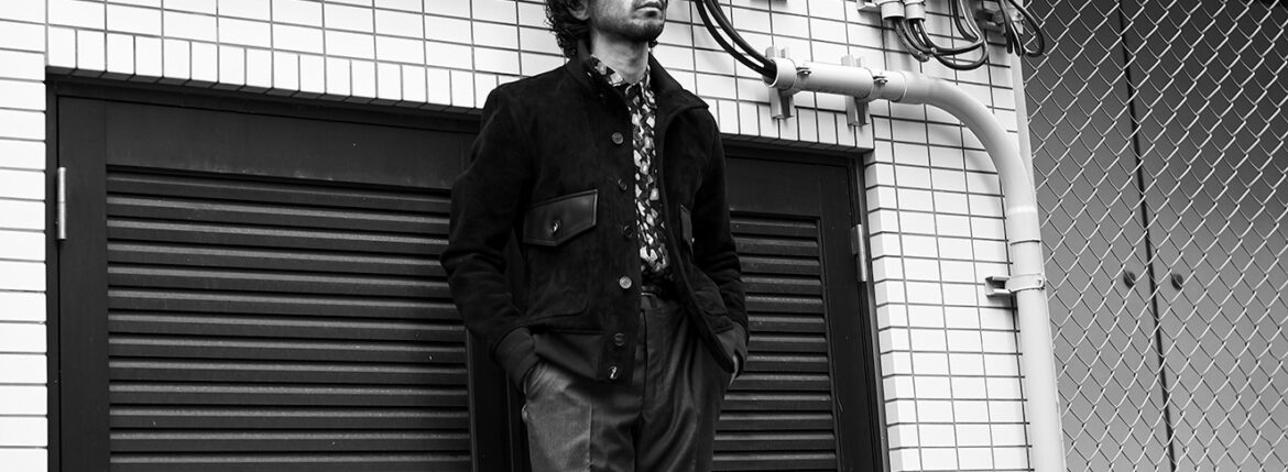 FIXER F12 FLIGHT JACKET Cashmere Suede × Cow Leather BLACK /// cuervo bopoha Chris DRESS WOOL SLACKS MEDIUM GRAY・007 フィクサー フライトジャケット カシミヤスエード カウレザー クエルボヴァローナ ドレスウールスラックス ミディアムグレー グレスラ Tiamo ティアモ 愛知 名古屋 Alto e Diritto altoediritto アルトエデリット