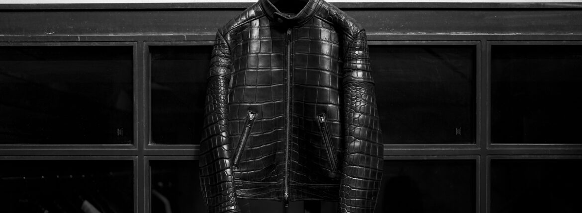 FIXER(フィクサー) F2 CROCODILE(エフツー クロコダイル) SINGLE RIDERS Mat Crocodile マットクロコダイル エキゾチックレザー シングルライダース ジャケット BLACK(ブラック) 【Special Special Special Model】愛知 名古屋 Alto e Diritto altoediritto アルトエデリット スペシャルライダース クロコダイルライダース レザージャケット ライダースジャケット