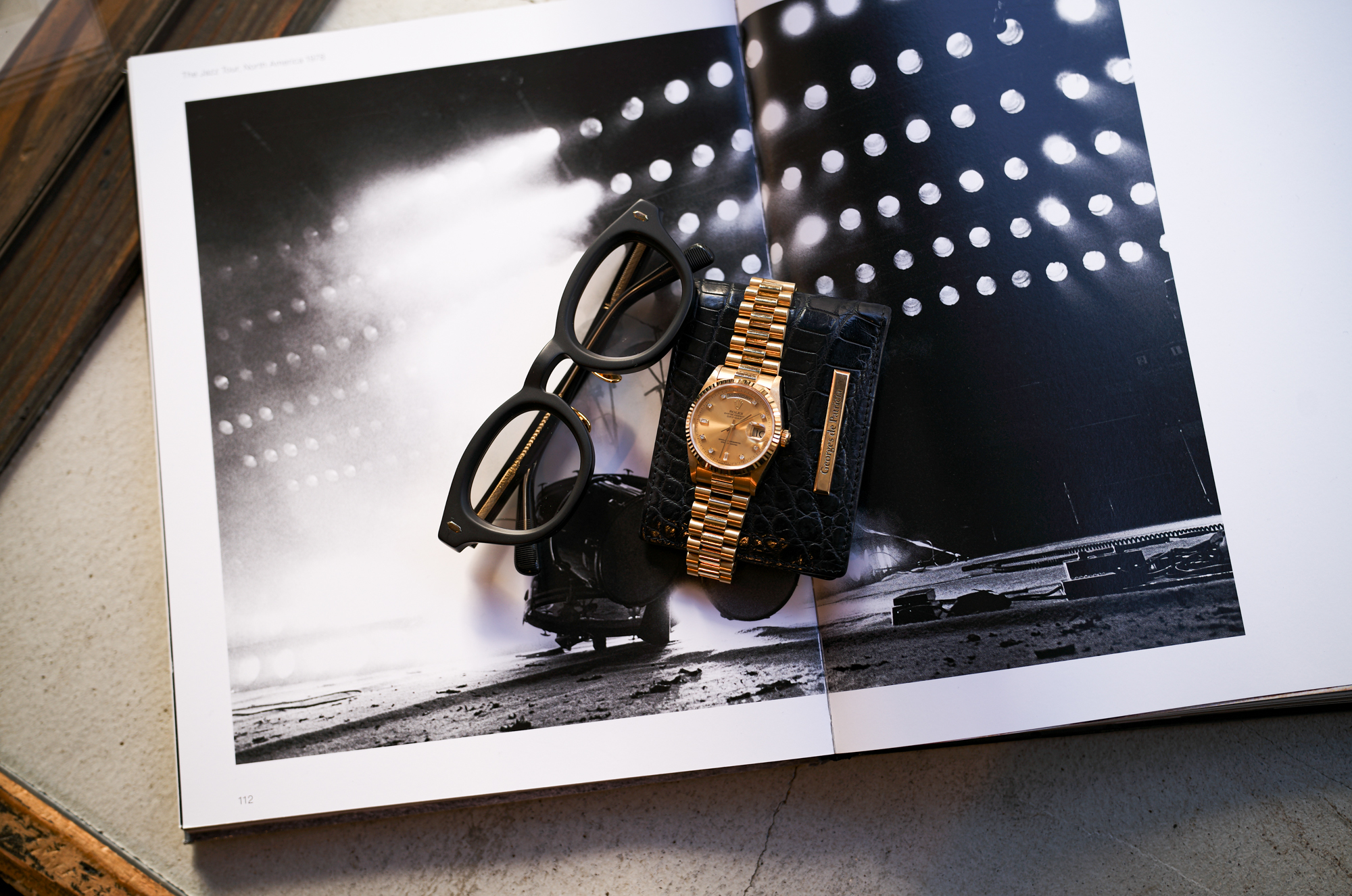 FIXER × CASABLANCA SPECTACLES STIFF 925 SILVER MATTE BLACK / BLACK SMOKE LENS(マットブラック × ブラックスモークレンズ) , MATTE BLACK // Georges de Patricia Cloud Crocodile 18K GOLD // ROLEX DAY-DATE 18238 Champagne Gold Dial 10P Diamond Year 1990 フィクサー サンダーキャット クリップオン ブラック ジョルジュドパトリシア クラウドクロコダイル ロレックス デイデイト シャンパン 1990年代 VINTAGE Alto e Diritto altoediritto アルトエデリット