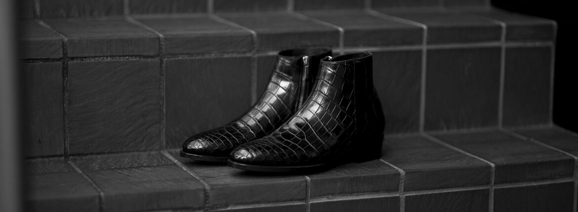 Georges de Patricia (ジョルジュ ド パトリシア) Stradale Crocodile (ストラダーレ クロコダイル) 925 STERLING SILVER (925 スターリングシルバー) crocodile クロコダイル エキゾチックレザー サイドジップブーツ NOIR (ブラック) 【Special Model】ジョルジュドパトリシア ストラダーレ クロコダイル 925シルバー ブラック スペシャルモデル サイドジップブーツ 愛知 名古屋 Alto e Diritto altoediritto アルトエデリット