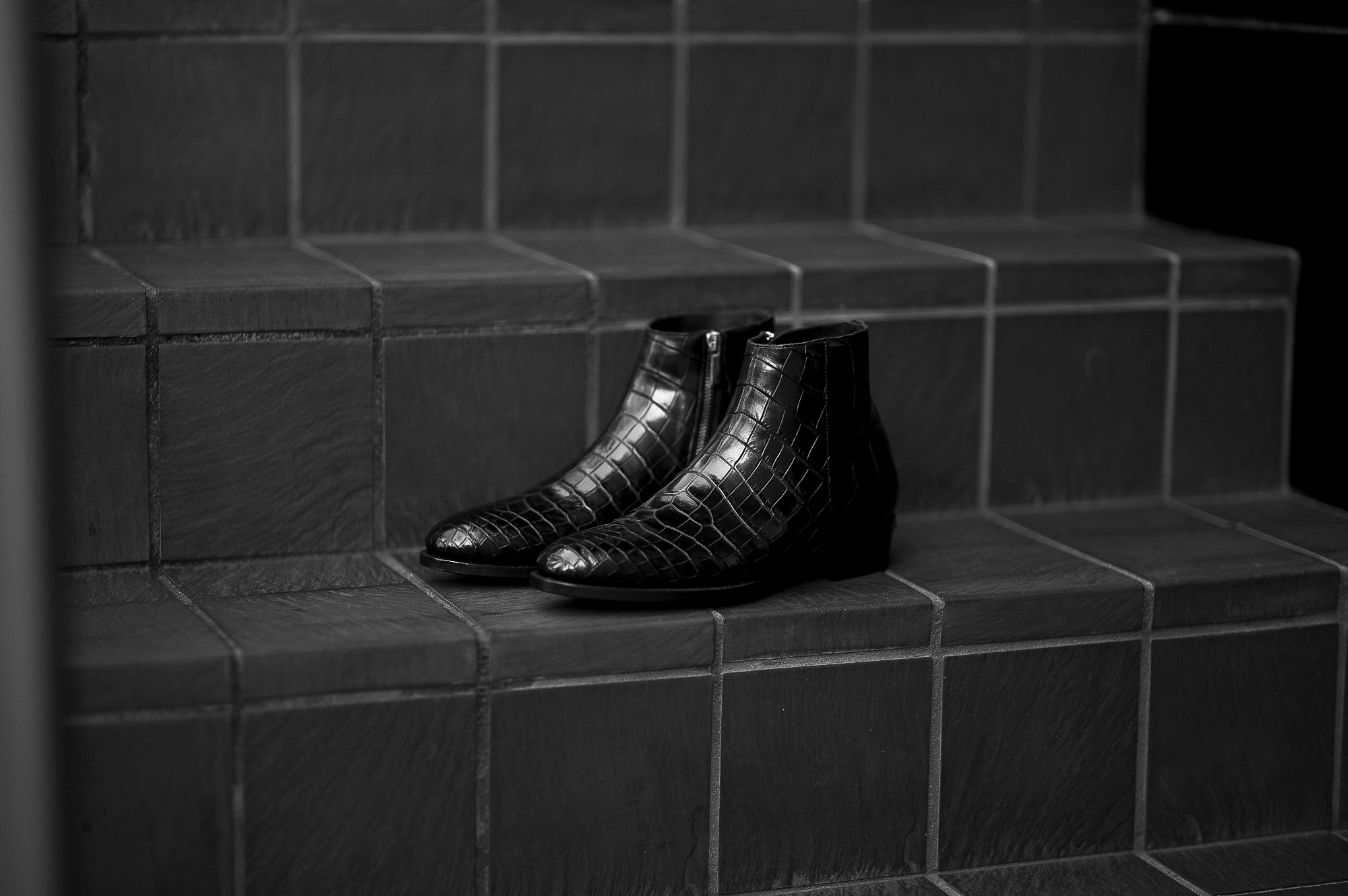 Georges de Patricia (ジョルジュ ド パトリシア) Stradale Crocodile (ストラダーレ クロコダイル) 925 STERLING SILVER (925 スターリングシルバー) crocodile クロコダイル エキゾチックレザー サイドジップブーツ NOIR (ブラック) 【Special Model】ジョルジュドパトリシア ストラダーレ クロコダイル 925シルバー ブラック スペシャルモデル サイドジップブーツ 愛知 名古屋 Alto e Diritto altoediritto アルトエデリット