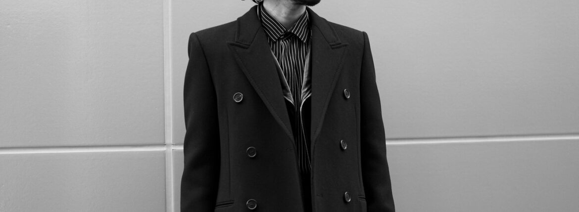 SAINT LAURENT (サンローラン) DOUBLE BREASTED WOOL COAT ダブルブレストウールコート BLACK (ブラック) Made in italy (イタリア製) 2024秋冬新作 愛知 名古屋 Alto e Diritto altoediritto アルトエデリット SAINT LAURENT サンローラン コート ダブルコート ウールコート