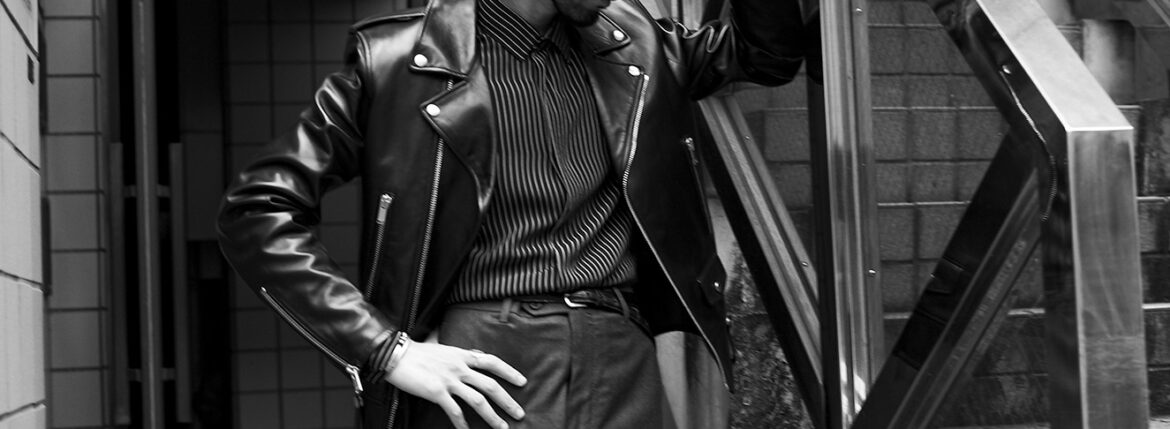 SAINT LAURENT (サンローラン) L01 MOTORCYCLE JACKET (モーターサイクルジャケット) ラムレザー ダブル ライダース ジャケット BLACK(ブラック) Made in italy (イタリア製) 2023秋冬新作 愛知 名古屋 Alto e Diritto altoediritto アルトエデリット レザージャケット