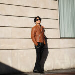 TOM FORD (トムフォード) BUFFALO GRAIN LEATHER ASYMMETRIC RACER (バッファロー グレインレザー アシメトリック レーサー) バッファローレザー セミダブル ライダース ジャケット HAZELNUT (ヘーゼルナッツ) Made in italy (イタリア製) 愛知 名古屋 Alto e Diritto altoediritto アルトエデリット