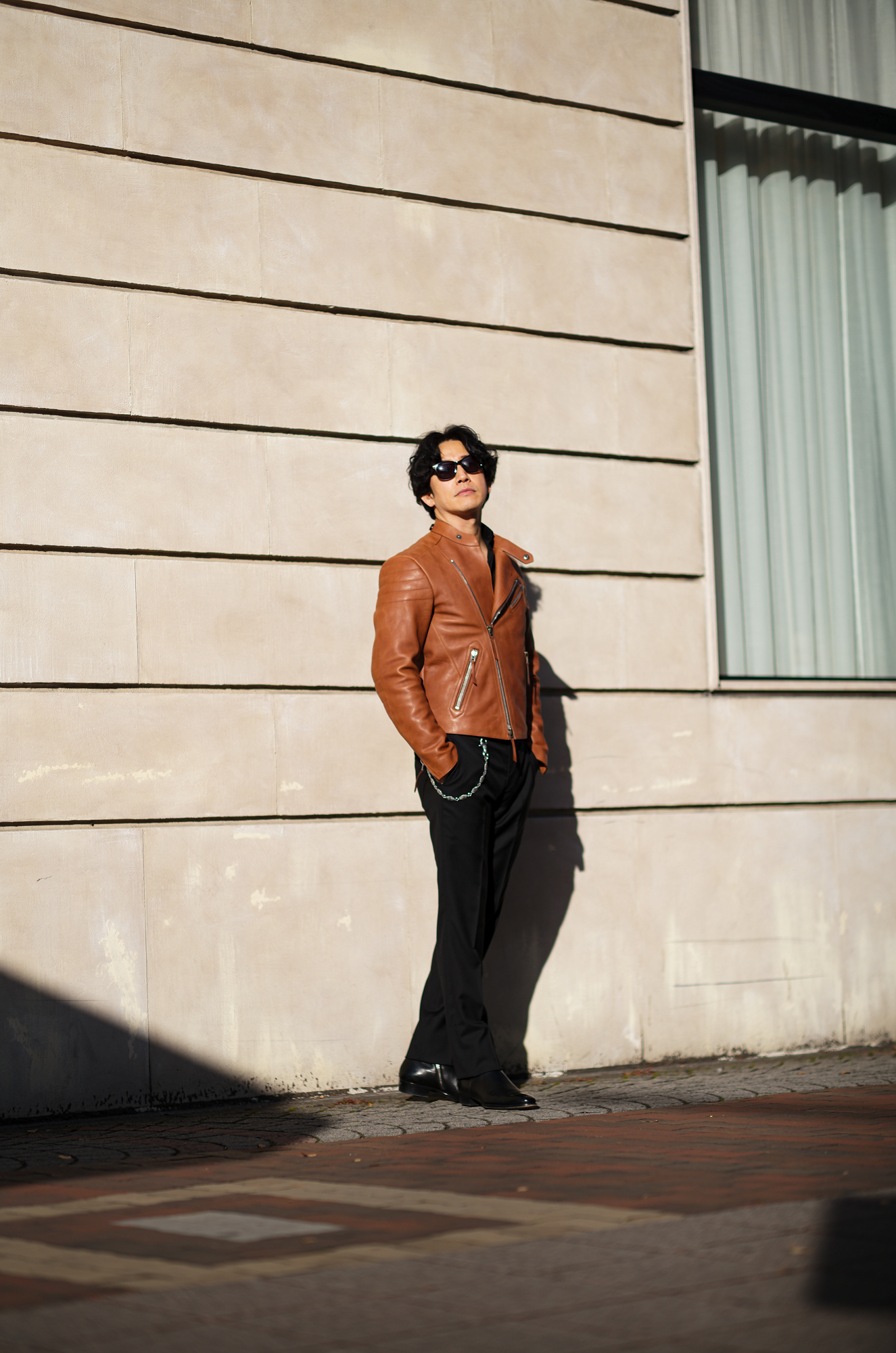 TOM FORD (トムフォード) BUFFALO GRAIN LEATHER ASYMMETRIC RACER (バッファロー グレインレザー アシメトリック レーサー) バッファローレザー セミダブル ライダース ジャケット HAZELNUT (ヘーゼルナッツ) Made in italy (イタリア製) 愛知 名古屋 Alto e Diritto altoediritto アルトエデリット