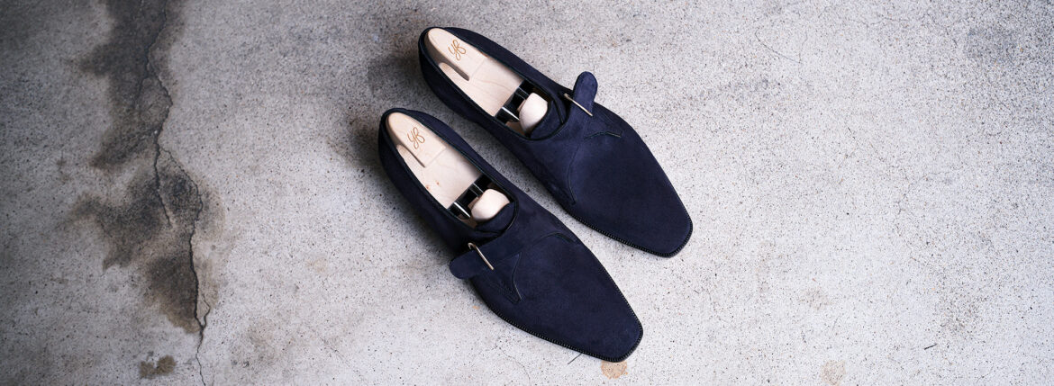 Yohei Fukuda MTO Single Monk Suede Leather Dark Navy 2025 ヨウヘイフクダ シングルモンク スエードレザー ダークネイビー 2025年 愛知 名古屋 Alto e Diritto altoediritto アルトエデリット