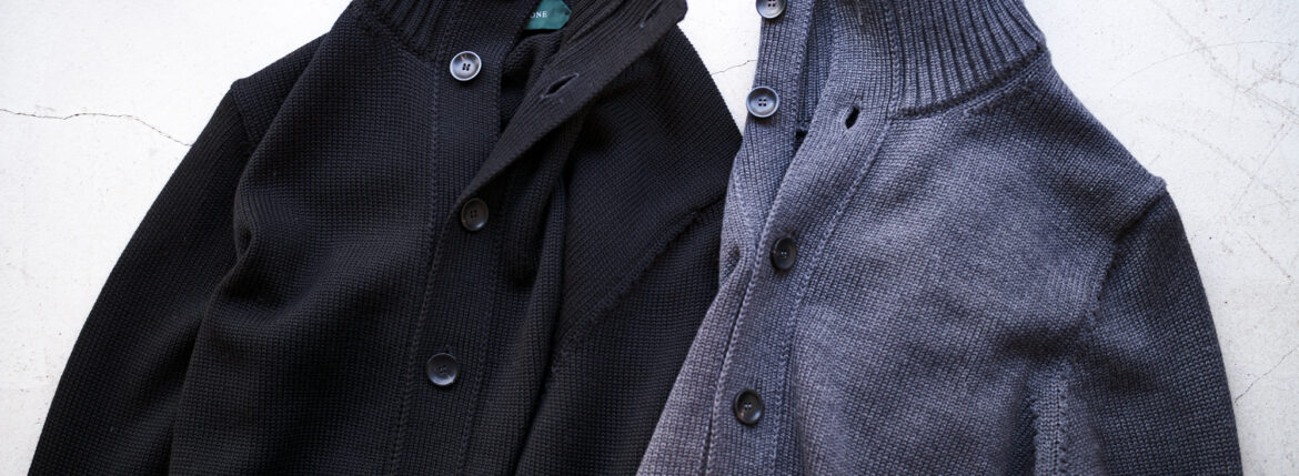ZANONE "CHIOTO" MIDDLE GAUGE WOOL STAND COLLAR KNIT CARDUGAN /// BLACK・Z0015 , GRAY・Z2232 ザノーネ ミドルゲージ ニット ジャケット 5ゲージウールスタンドカラーニットカーディガン ブラック グレー 愛知 名古屋 Alto e Diritto altoediritto アルトエデリット