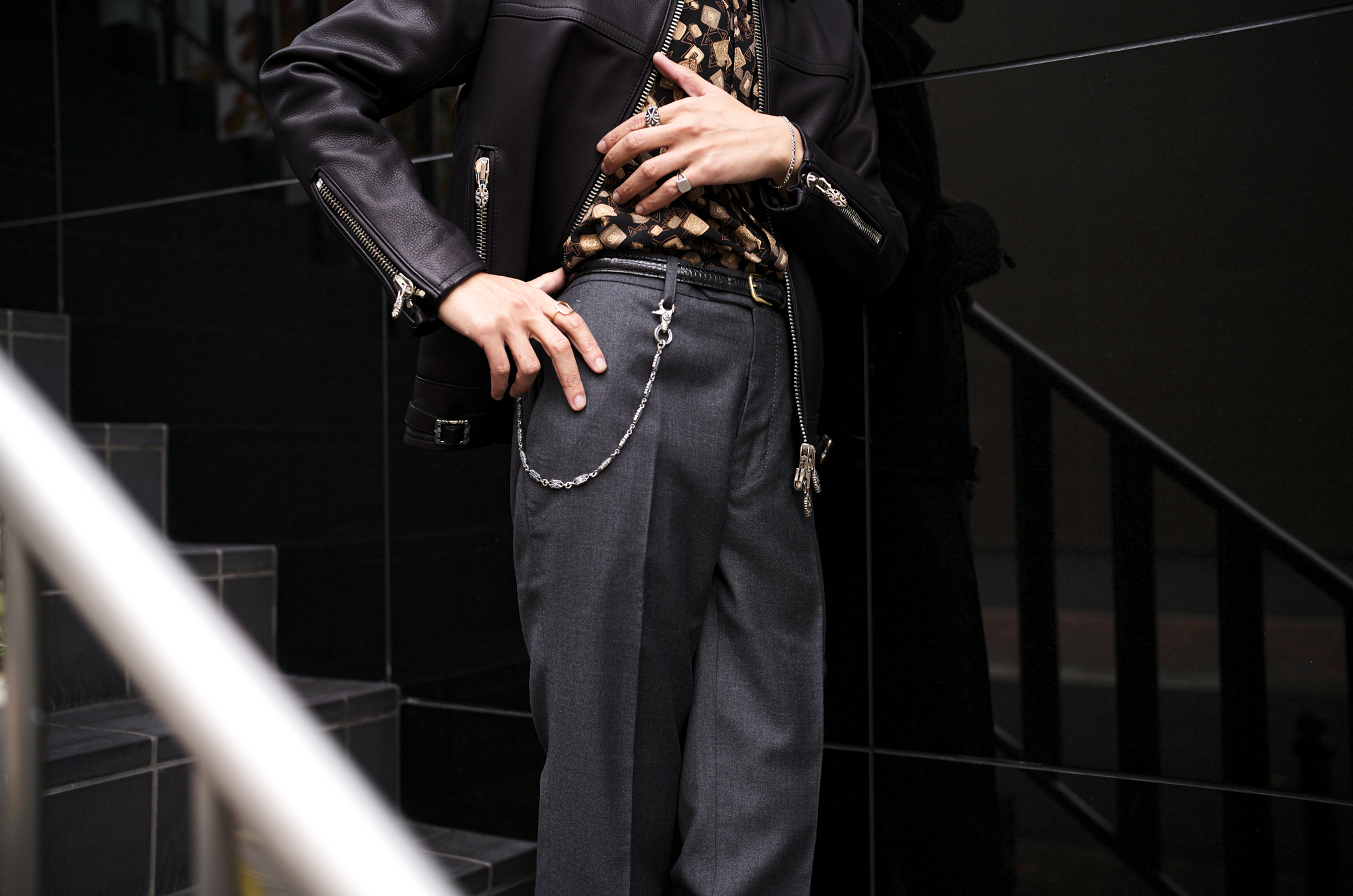 Balvenie Wilhelm No.17 SINGLE RIDERS 925 SILVER COW LEATHER BLACK // Balvenie Wilhelm VALIANT RING 925 SILVER // AVANTARE CARDIFF RING 925 SILVER // Balvenie Wilhelm CRUSADER WALLET CHAIN 2CLIP 11PIEACE 925 SILVER // cuervo bopoha Chris DRESS WOOL SLACKS MEDIUM GRAY・007 バルヴェニー ヴィルヘルム ナンバーセブンティーン シングルライダース 925シルバー カウレザー レザージャケット シングルライダース ジャケット　ヴァリアントリング アヴァンターレ カーディフ リング クルセーダーウォレットチェーン クエルボヴァローナ クリス ドレスウールスラックス グレー 愛知 名古屋 Alto e Diritto altoediritto アルトエデリット