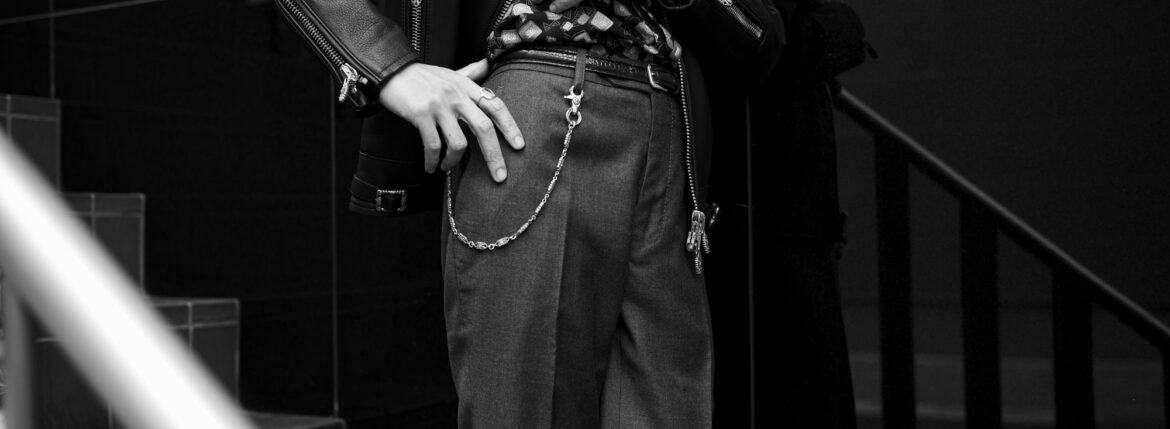 Balvenie Wilhelm No.17 SINGLE RIDERS 925 SILVER COW LEATHER BLACK // Balvenie Wilhelm VALIANT RING 925 SILVER // AVANTARE CARDIFF RING 925 SILVER // Balvenie Wilhelm CRUSADER WALLET CHAIN 2CLIP 11PIEACE 925 SILVER // cuervo bopoha Chris DRESS WOOL SLACKS MEDIUM GRAY・007 バルヴェニー ヴィルヘルム ナンバーセブンティーン シングルライダース 925シルバー カウレザー レザージャケット シングルライダース ジャケット　ヴァリアントリング アヴァンターレ カーディフ リング クルセーダーウォレットチェーン クエルボヴァローナ クリス ドレスウールスラックス グレー 愛知 名古屋 Alto e Diritto altoediritto アルトエデリット