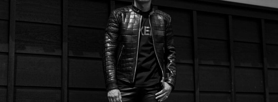 FIXER(フィクサー) F2 CROCODILE(エフツー クロコダイル) SINGLE RIDERS Mat Crocodile マットクロコダイル エキゾチックレザー シングルライダース ジャケット BLACK(ブラック) 【Special Special Special Model】【ご予約開始】愛知 名古屋 Alto e Diritto altoediritto アルトエデリット スペシャルライダース クロコダイルライダース レザージャケット ライダースジャケット