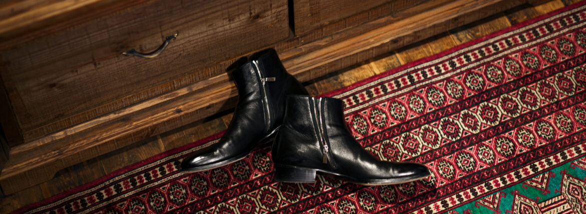 Georges de Patricia(ジョルジュ ド パトリシア) Stradale (ストラダーレ) 925 STERLING SILVER (925 スターリングシルバー) Black Calf (ブラックカーフレザー) サイドジップブーツ NOIR (ブラック) Alto e Diritto altoediritto アルトエデリット ジップブーツ レザーブーツ 愛知 名古屋