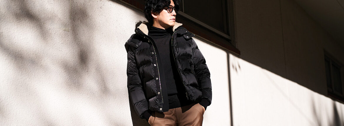 MOORER (ムーレー) JAKE-SHK (ジェイク) Hybrid Nylon Down Jacket ナイロン ダウンジャケット NERO × NERO (ブラック×ブラック) Made in italy (イタリア製) 愛知 名古屋 Alto e Diritto altoediritto アルトエデリット