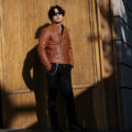TOM FORD (トムフォード) BUFFALO GRAIN LEATHER ASYMMETRIC RACER (バッファロー グレインレザー アシメトリック レーサー) バッファローレザー セミダブル ライダース ジャケット HAZELNUT (ヘーゼルナッツ) Made in italy (イタリア製)のイメージ