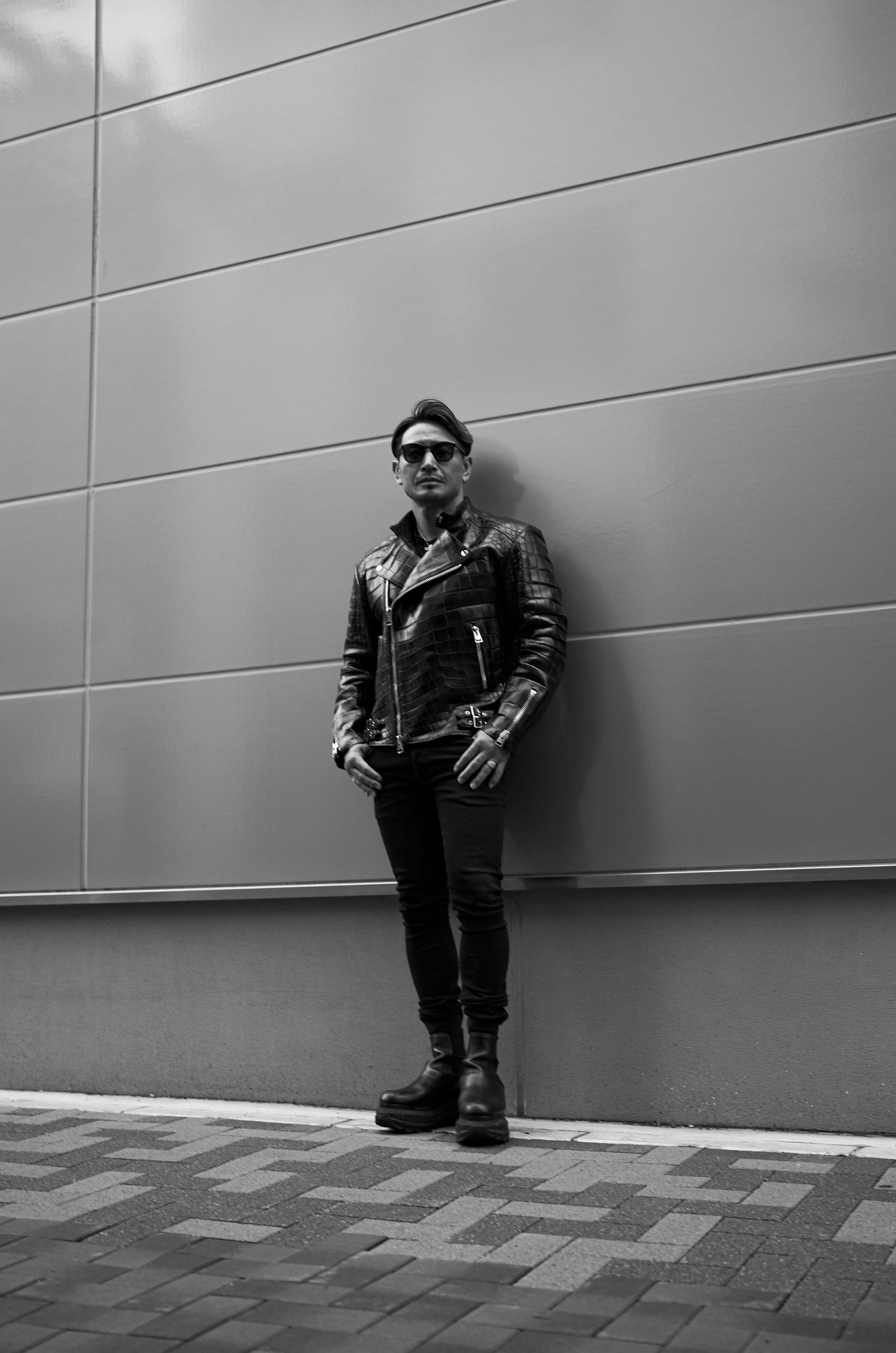 UNFADING (アンフェイディング) HAWK CROCODILE (ホーク クロコダイル) SEMI DOUBLE RIDERS CROCODILE LEATHER クロコダイルレザー セミダブル ライダース ジャケット BLACK (ブラック) Made in Japan (日本製) 【ご予約開始】愛知 名古屋 Alto e Diritto altoediritto アルトエデリット 魔裟斗 魔裟斗チャンネル レザージャケット ライダース 革ジャン クロコレザー