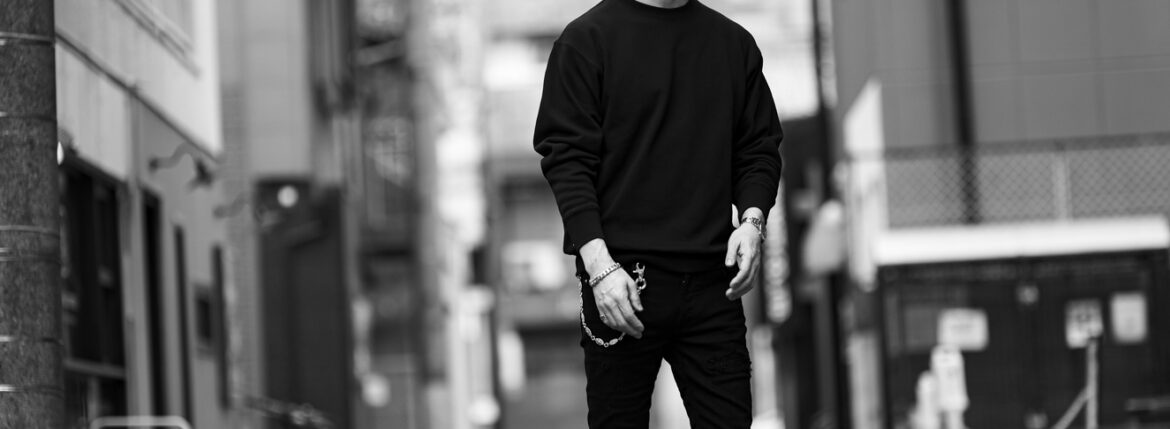 Volturno Heavy Weight Crew Neck Sweat |重さは、美意識になる — Weight Becomes Aesthetic — ヴォルトゥルノ ヘビー ウエイト クルーネック スウェット BLACK ブラック JAPAN 日本 愛知 名古屋 Alto e Dirito altoediritto アルトエデリット