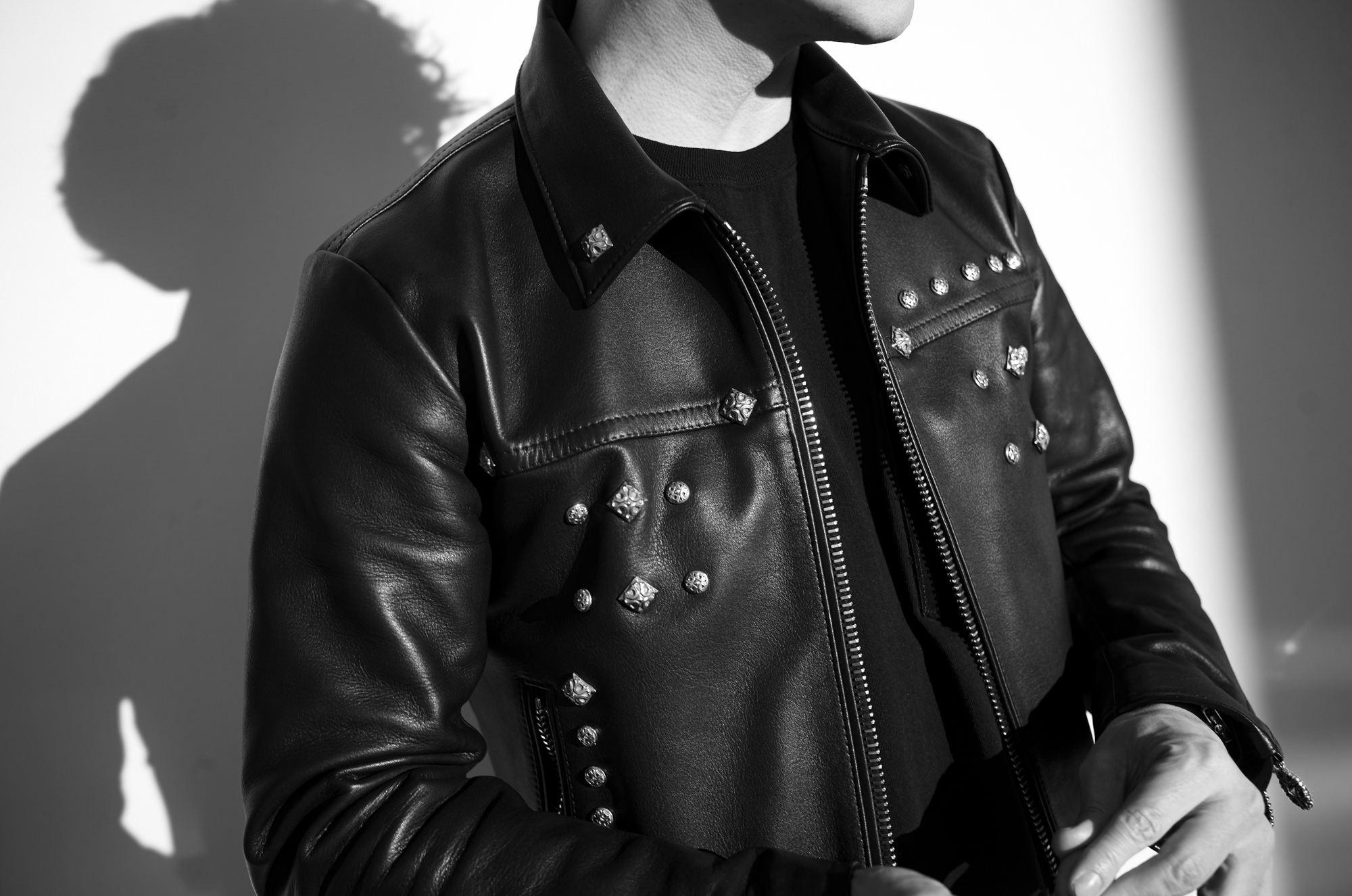 Balvenie Wilhelm No.17 Studs Custom SINGLE RIDERS 925 SILVER COW LEATHER BLACK 【SPECIAL】 バルヴェニー ヴィルヘルム ナンバーセブンティーン シングルライダース 925シルバー カウレザー レザージャケット シングルライダース ジャケット ブラック Made In England イギリス製 愛知 名古屋 Alto e Diritto altoediritto アルトエデリット スタッズカスタム