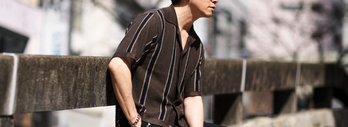 — 軽さは、質で決まる。 — RIVORA Linen Stripe Shirts Cardigan / BROWN JAPAN 日本 愛知 名古屋 Alto e Diritto altoediritto アルトエデリット