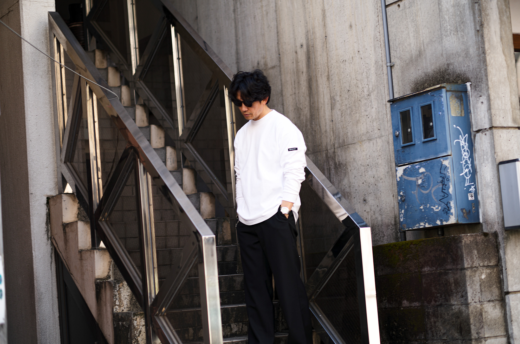 — 静かな一枚が、もう隠しきれない。 / VOLTURNO HEAVY OZ BIG SQUARE LONG SLEEVE T-SHIRT — JAPAN 日本 愛知　名古屋 Alto e Diritto altoediritto アルトエデリット ロングスリーブ ロンTEE ブラック ホワイト ヴォルトゥルノ ヘビーオンス