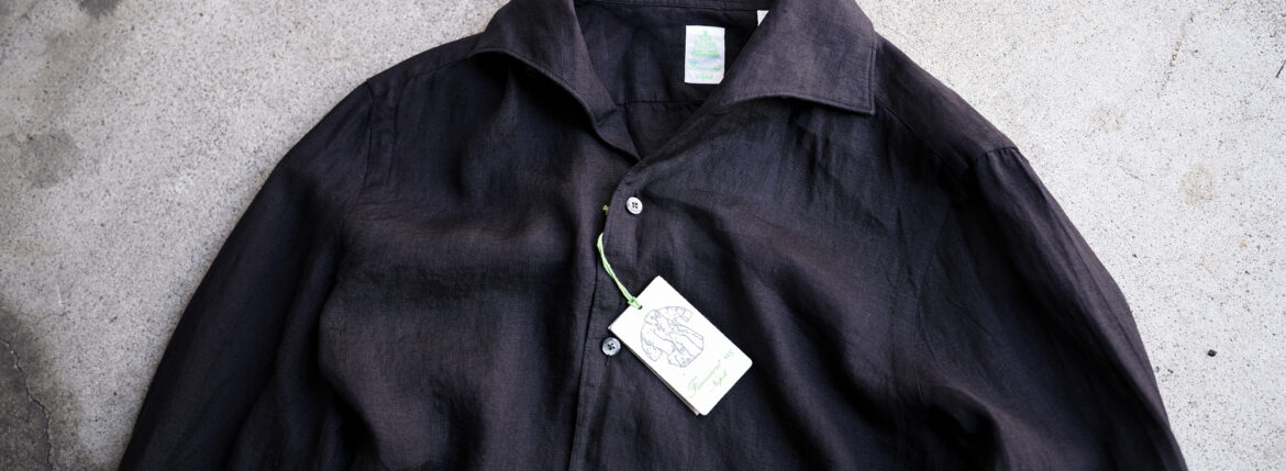 — 黒は、力を抜いた時に美しくなる。 / Finamore SEUL ONE PIECE COLLAR LINEN SHIRT — JAPAN 日本 愛知　名古屋 Alto e Diritto altoediritto アルトエデリット シャツ フィナモレ リネンシャツ ブラック 黒
